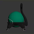 Green Exercise Ball with Black Stand and Rolling Wheels for Fitness Training