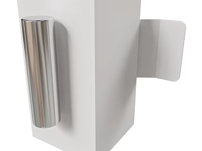 Modern Stainless Steel Door Handle with Sleek Design on White Door Panel 3d model
