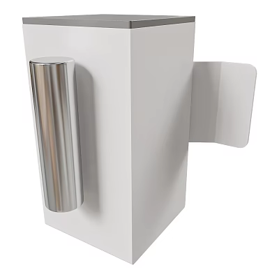 Modern Stainless Steel Door Handle with Sleek Design on White Door Panel 3d model