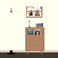 Bucket cabinet floor lamp bookshelf 3d model