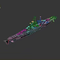 Modern Warship 3D Model With Detailed Deck Hull And Bridge Structure 3d model