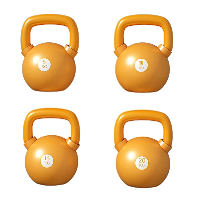 Orange Kettlebells With 5kg 10kg 15kg 20kg Weights For Fitness Training 3d model