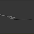 Ornate Decorative Sword With Black Blade And Metallic Hilt On Gray Reflective Surface