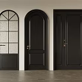 Black Hinged Doors With Arched Design Glass Panel And Double Single Styles