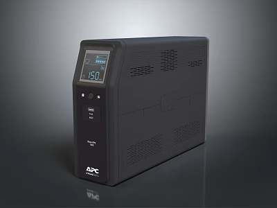 APC Black Uninterruptible Power Supply With Digital Display Showing 50 Status 3d model