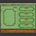 Green Cabinet With Single Door Four Drawers Marble Top And Wooden Base