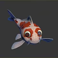 Cute Red And White Koi Fish With Large Round Eyes In Cartoon Style Design