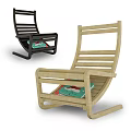 Modern Black And Light Wood Leisure Chairs With Striped Backrest Rocking Design