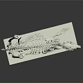 Animal Skeleton Anatomical Model on White Base with Detailed Bone Structure