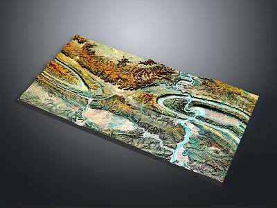 Colorful 3D Terrain Artwork With River Patterns And Mountain Textures 3d model