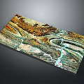 Colorful 3D Terrain Artwork With River Patterns And Mountain Textures