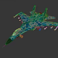 Blue And White Camouflage Military Fighter Jet With Aerodynamic Design And Detailed Features