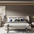 Elegant Modern Bedroom Interior Design With Comfortable Bed Bedside Tables Area Rug And Wall Painting