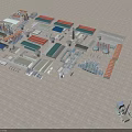 Comprehensive Industrial Plant Layout With Multiple Buildings Various Colored Roofs Pipelines And Equipment