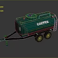 Green Coffee Trailer Mobile Coffee Equipment Featuring Wheels And Storage Tank