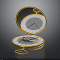 Open Gold Pocket Watch with White Dial and Black Hands on Dark Background with Reflection