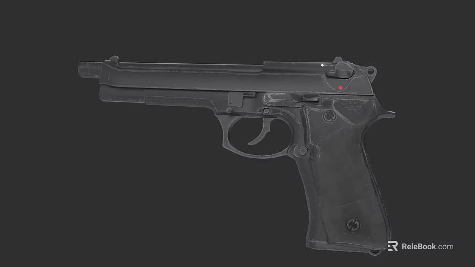 Modern Black Handgun Design With Barrel Trigger Grip And Safety 3d model 