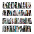 Organized Book Collection On Multiple Shelves With Colorful Covers 3d model
