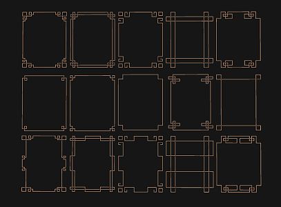 New Chinese style line lattice line foot coil edge 3d model