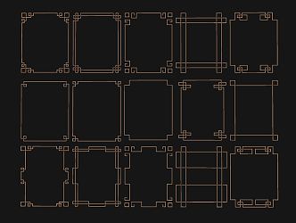 New Chinese style line lattice line foot coil edge 3d model