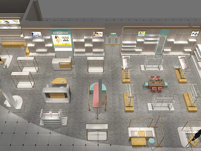 Modern Clothing Store Interior With Display Racks Shelves And Retail Layout 3d model