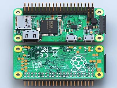 Industrial Equipment Green Development Board with Multiple Interfaces Chips and Pins 3d model