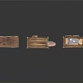 Vintage Wooden Shelves Displaying Clay Pots Books Boxes And Shoes Collection