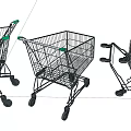 Black Shopping Carts With Green Handles As Public Facility In Retail Stores
