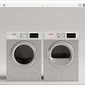 Two Modern White BOSCH Front Load Washing Machines With Sleek Design And Control Panel 3d model