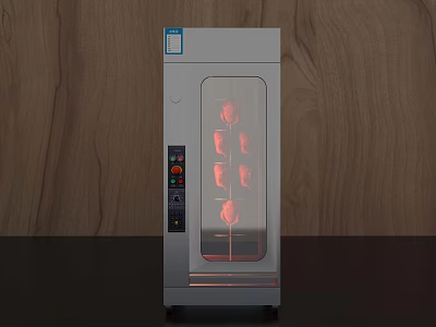 Stainless Steel Kitchen Appliance With Glass Door Visible Dough And Control Panel For Baking 3d model