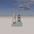 Modern Two Table Lamps With Gold And Dark Frames Light Shades And Minimalist Design