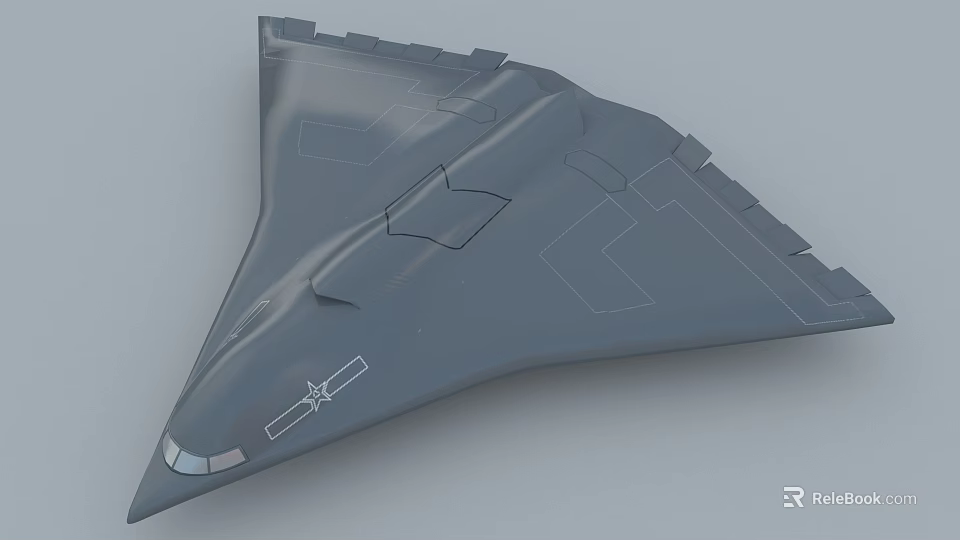 Gray Stealth Fighter Jet with Flying Wing Design and Smooth Surface 3d model 