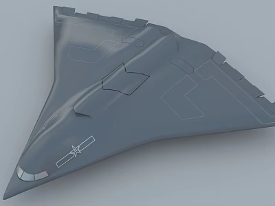 Gray Stealth Fighter Jet with Flying Wing Design and Smooth Surface 3d model