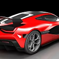 Red Modern Sports Car With Sleek Exterior And Black Roof Design