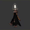 Harry Potter Movie Character With Birdcage On Head And Striped Scarf