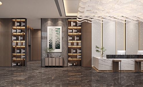 Modern lobby hotel lobby 3d model