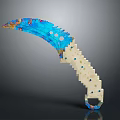 Curved Weapon Knife With Colorful Blade Light Handle And Decorative Holes