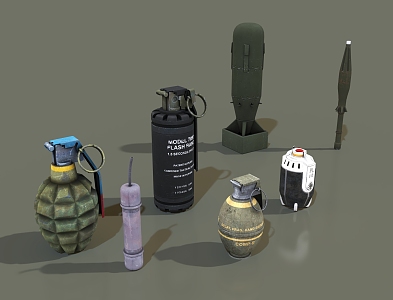 Modern Military Supplies Grenade High Explosive Grenade Thrower Grenade Smoke Bomb Flash Bomb 3d model