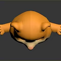 Cute 3D Cartoon Hamster Orange And White With Big Eyes Arms Outstretched Dark Background