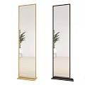 Modern Full Length Mirrors With Gold And Black Frames And Potted Palm Plant