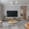 Modern Living and Dining Room Interior With Sofa Coffee Table Chandelier And Plants
