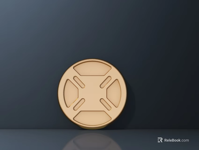 Urban Road Infrastructure Circular Golden Manhole Cover With Geometric Pattern Design 3d model 