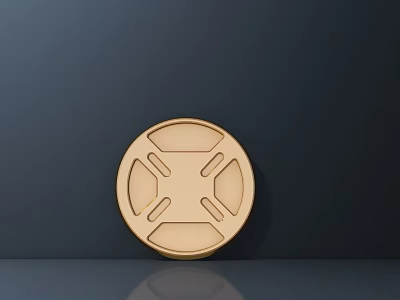 Urban Road Infrastructure Circular Golden Manhole Cover With Geometric Pattern Design 3d model