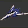 Futuristic Blue And White Spacecraft With Multiple Wings And Aerodynamic Structure For Cosmic Exploration