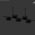 Gold Modern Chandelier With Multiple Circular Lights Hanging On Dark Ceiling 3d model