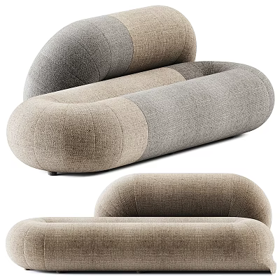 Modern Curved Sofa With Grey And Beige Fabric Upholstery For Living Room Interior Design 3d model