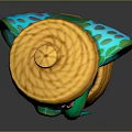 Colorful Cobra 3D Model In Woven Basket With Yellow Hat And Blue Green Body