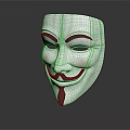 White Classic Mask With Black Eyebrows Mustache And Pink Cheeks Design 3d model