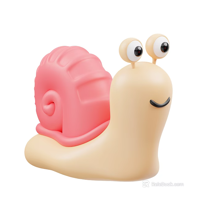 Cute Cartoon Reptile Toy With Pink Shell Beige Body And Big Smiling Eyes 3d model 