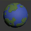 Blue Globe Featuring Green Continents And Hexagonal Surface Texture